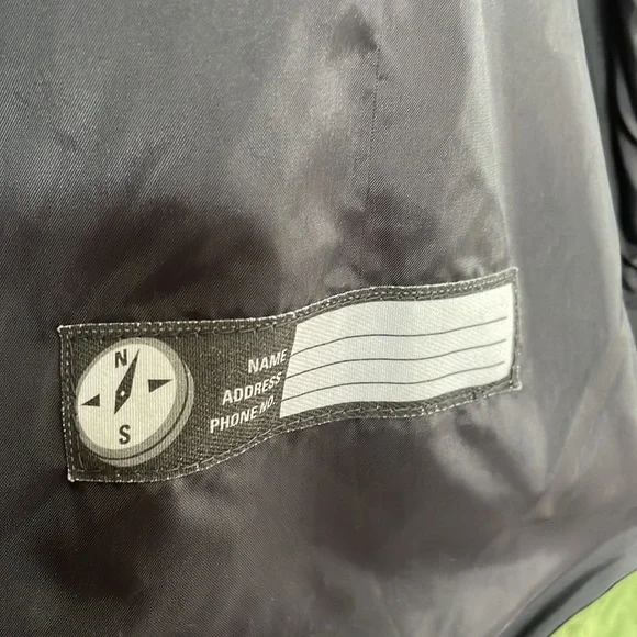 REI gently used children’s raincoat. Army green and gray. - Picture 3 of 4